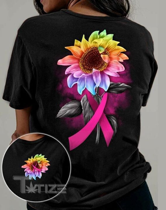 Breast Cancer Awareness Sunflower Two Sided Graphic Unisex T Shirt, Sweatshirt, Hoodie Size S - 5XL