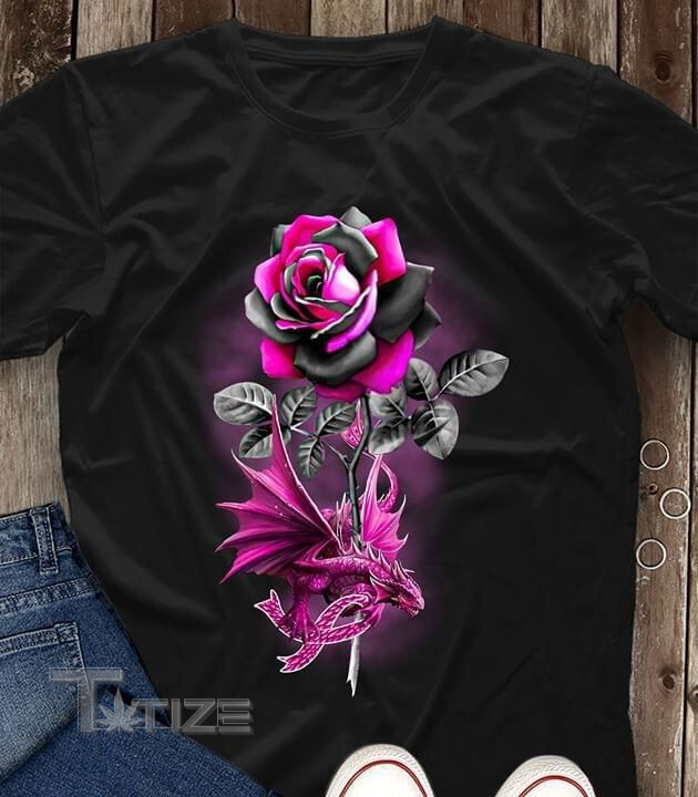 Breast Cancer Awareness Rose Dragon Graphic Unisex T Shirt, Sweatshirt, Hoodie Size S - 5XL