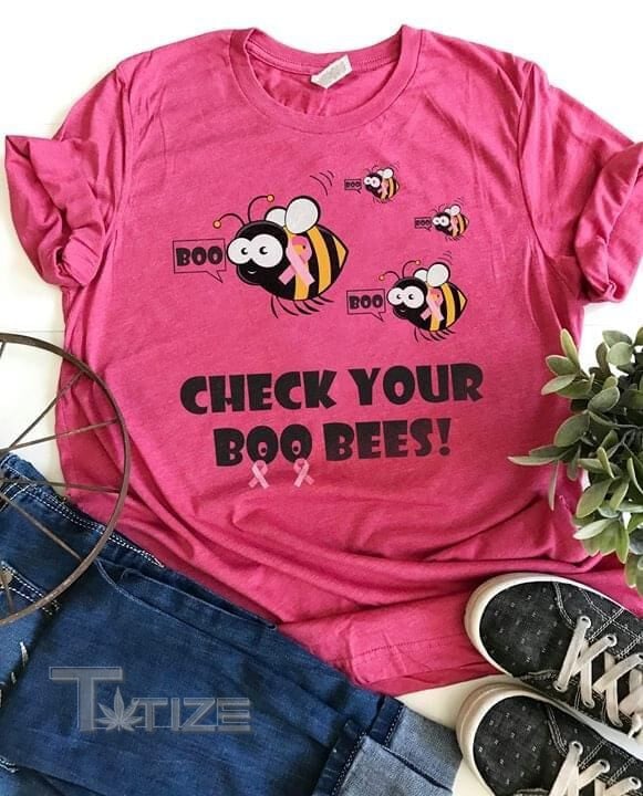 Breast Cancer Awareness Check Your Boo Bees Graphic Unisex T Shirt, Sweatshirt, Hoodie Size S - 5XL