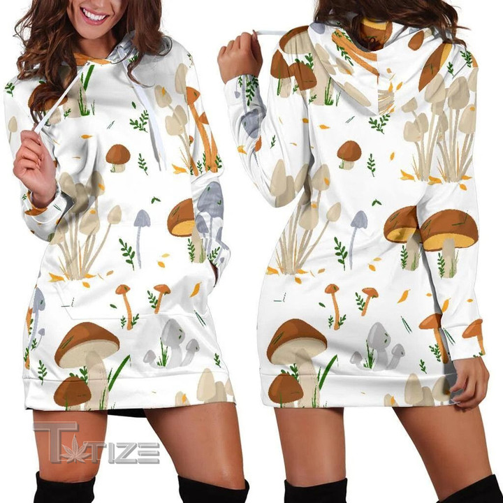 Psychedelic Mushroom Color Pattern Women Hoodie Dress
