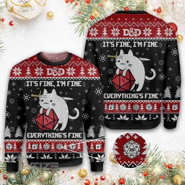 Dungeons and Dragon its fint im fine Ugly sweater
