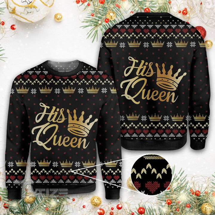 Her King His Queen Couples Christmas Ugly sweater