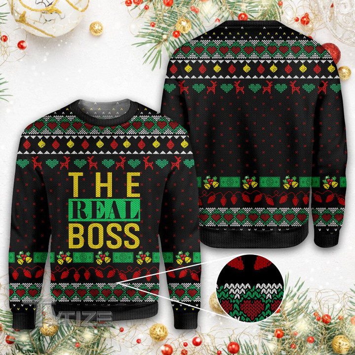 The Boss The Real Boss Couple Christmas Matching Ugly sweater
