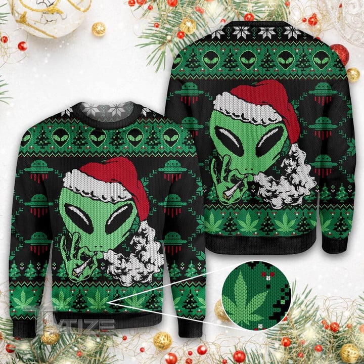 alien weed ugly christmas sweater Ugly sweater