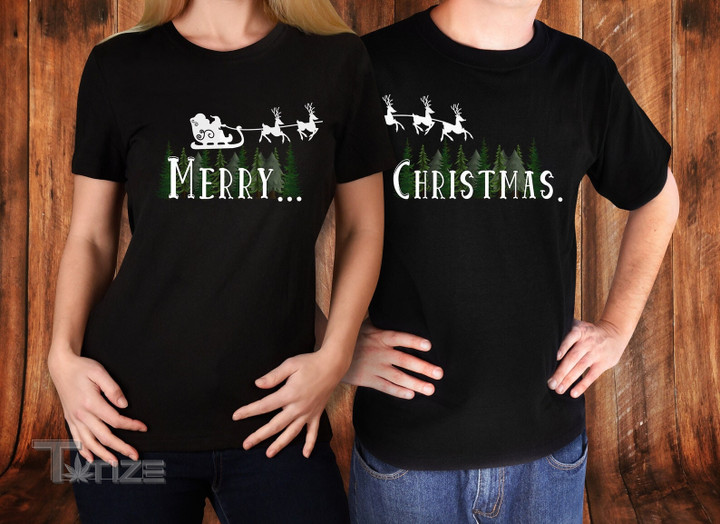 Christmas Couple Matching Shirt Merry Christmas Graphic Unisex T Shirt, Sweatshirt, Hoodie Size S - 5XL