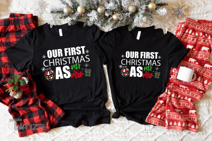 Christmas Couple Matching Shirt Our First Christmas As Our Mr and Mrs 2022 Graphic Unisex T Shirt, Sweatshirt, Hoodie Size S - 5XL