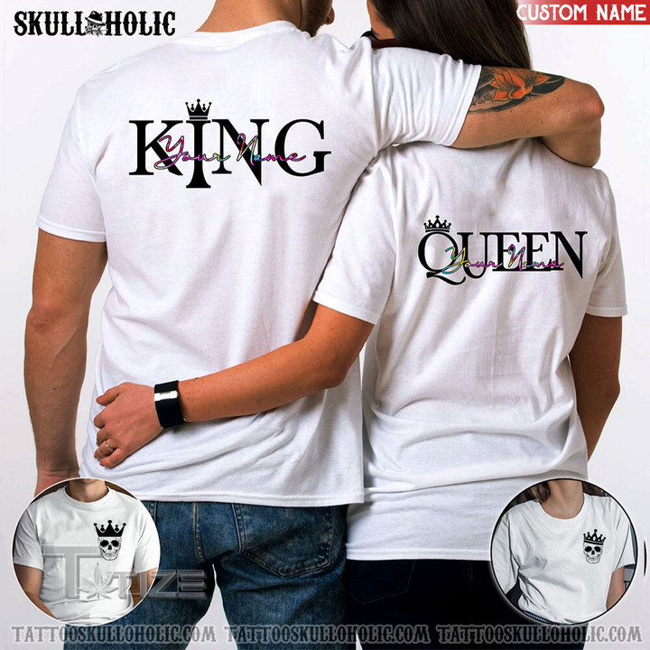 Matching Couple Shirt Personalized King Queen Couple Graphic Unisex T Shirt, Sweatshirt, Hoodie Size S - 5XL