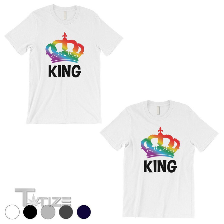 Couple Shirts - LGBT King King Rainbow Crown White Matching Shirts,Valentine Gifts Graphic Unisex T Shirt, Sweatshirt, Hoodie Size S - 5XL