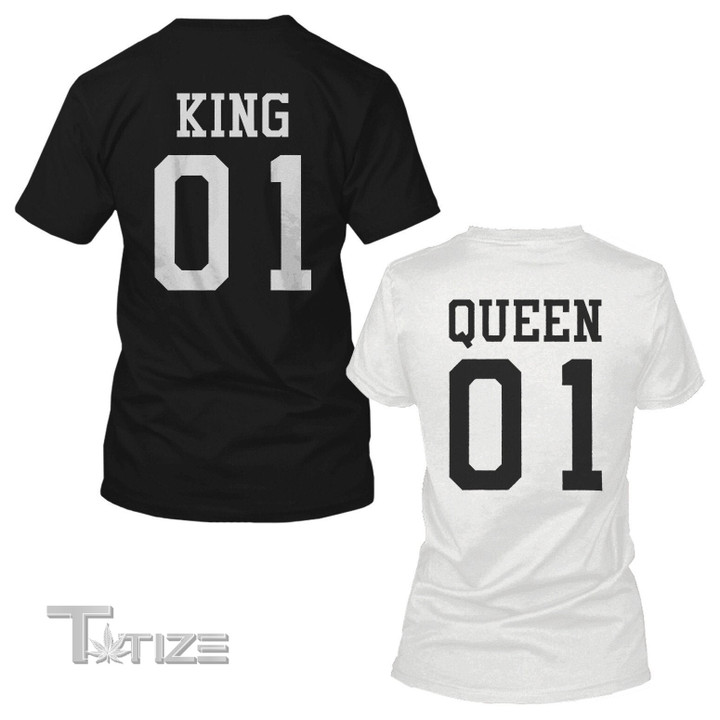 Couple Shirts - King 01 And Queen 01 Matching Black And White Back ,Valentine Gifts Graphic Unisex T Shirt, Sweatshirt, Hoodie Size S - 5XL