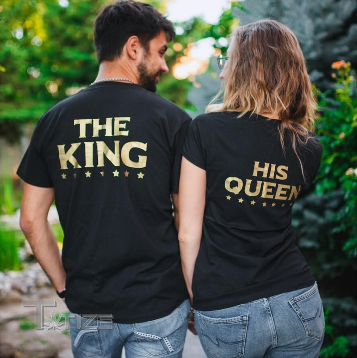 Couple Matching Shirts Black King & Queen Couple GIft Graphic Unisex T Shirt, Sweatshirt, Hoodie Size S - 5XL