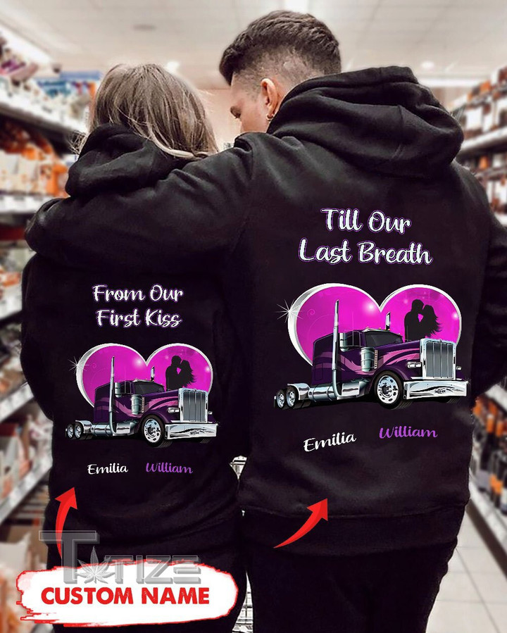 Couple Shirts - Personalized Till Our Last Breath Trucker Matching Couple, Valentine 2023 Gift Graphic Unisex T Shirt, Sweatshirt, Hoodie Size S - 5XL