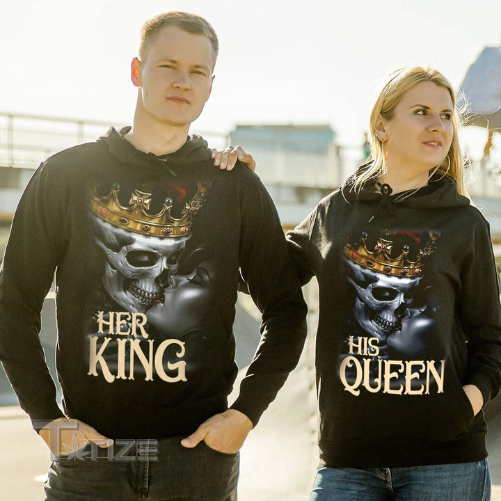 Couple Shirts Her King His Queen Couple Matching 3D,Valentine Gift Graphic Unisex T Shirt, Sweatshirt, Hoodie Size S - 5XL