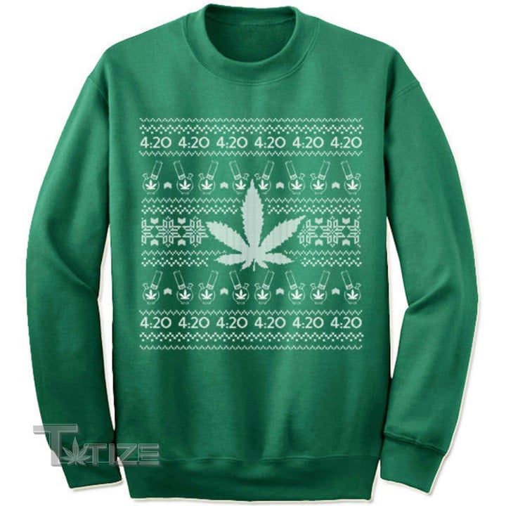 4:20 Weed Marijuana Ugly Christmas Sweater Sweatshirt for Men Graphic Unisex T Shirt, Sweatshirt, Hoodie Size S - 5XL