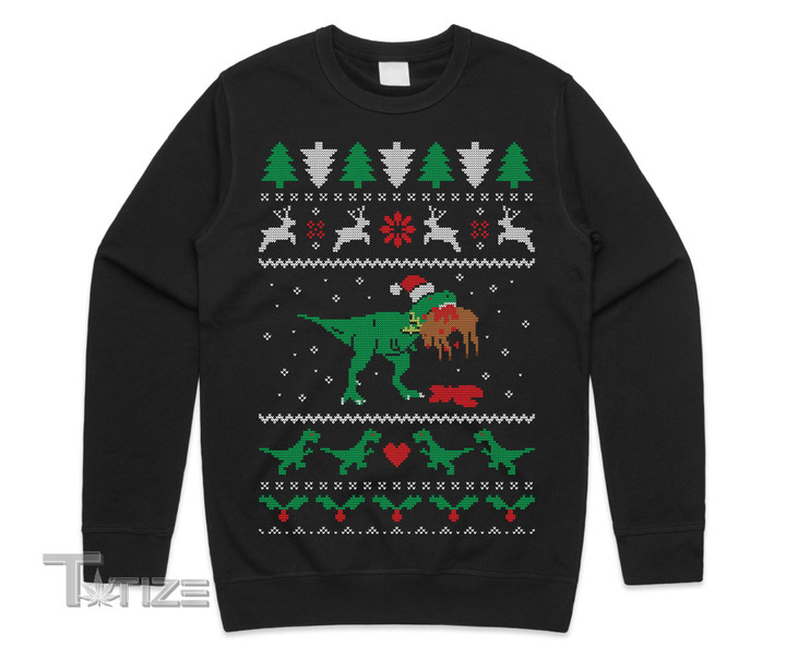 T-rex Eating Reindeer Jumper Sweater Sweatshirt Christmas Trex Graphic Unisex T Shirt, Sweatshirt, Hoodie Size S - 5XL
