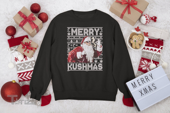 Merry Kushmas Sweatshirt  Ugly Christmas Sweater Funny Weed Graphic Unisex T Shirt, Sweatshirt, Hoodie Size S - 5XL