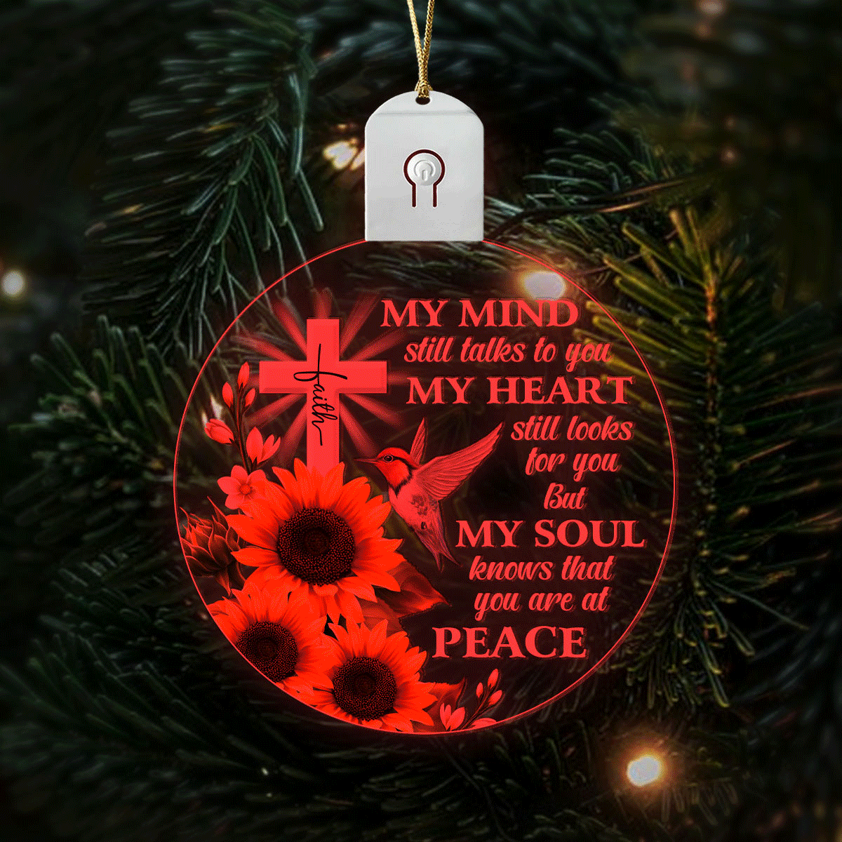 Faith Cross & Sunflower | My Heart Still Looks For You | Loving Led Acrylic Ornament