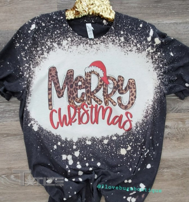 Leopard Christmas Trees Shirtchristmas Bleached Bleached T-Shirt