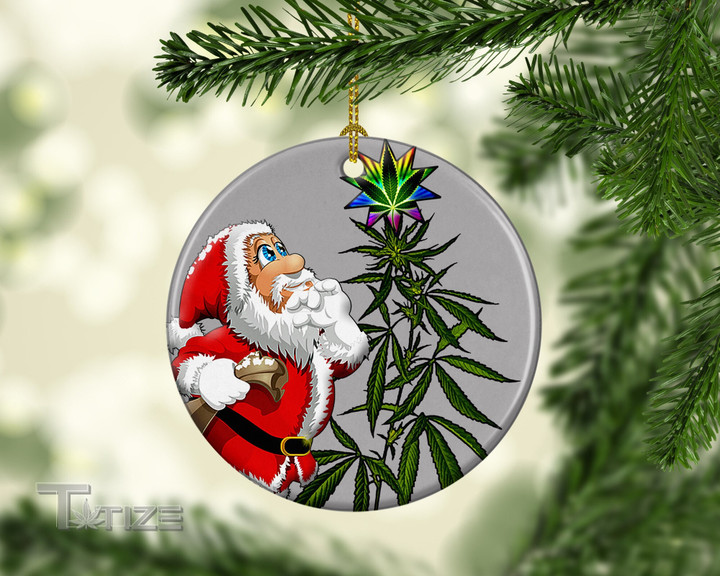 Marijuana Pot Leaf Porcelain Christmas Ornaments Funny Stoner Christmas Ceramic Ornament