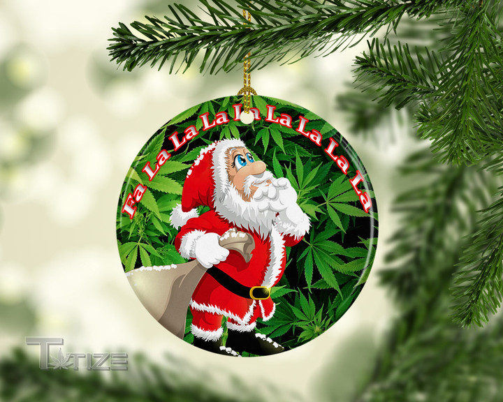 Porcelain Marijuana Santa Custom Christmas Tree Ornaments Christmas Ceramic Ornament