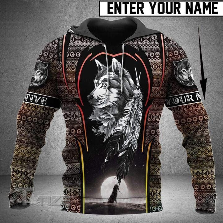 Native American Wolf custom name 3D All Over Printed Shirt, Sweatshirt, Hoodie, Bomber Jacket Size S - 5XL