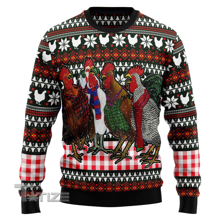 Chicken Under Snow Ugly Christmas Sweater