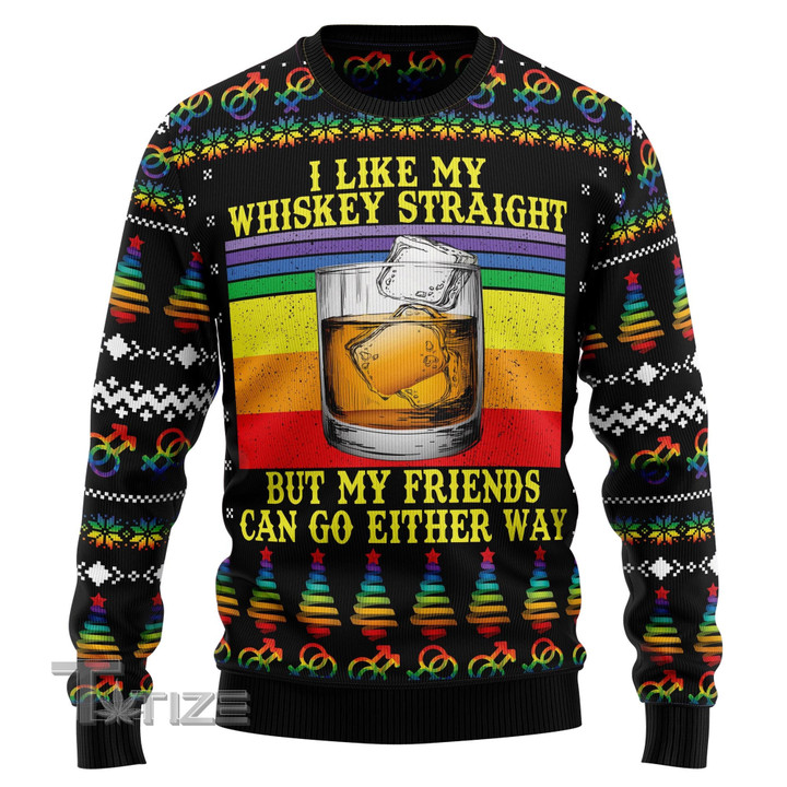 LGBT Whiskey Straight Ugly Christmas Sweater