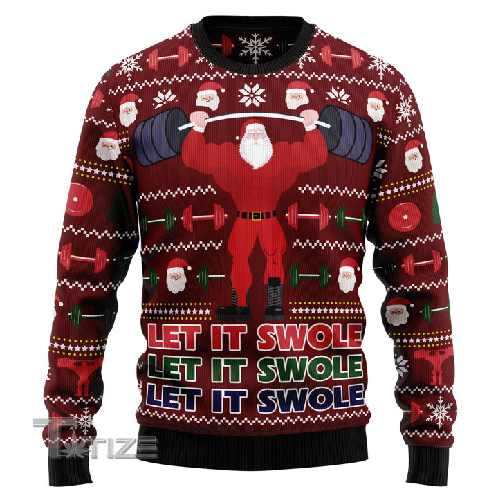 Santa Let It Swole Ugly Christmas Sweater