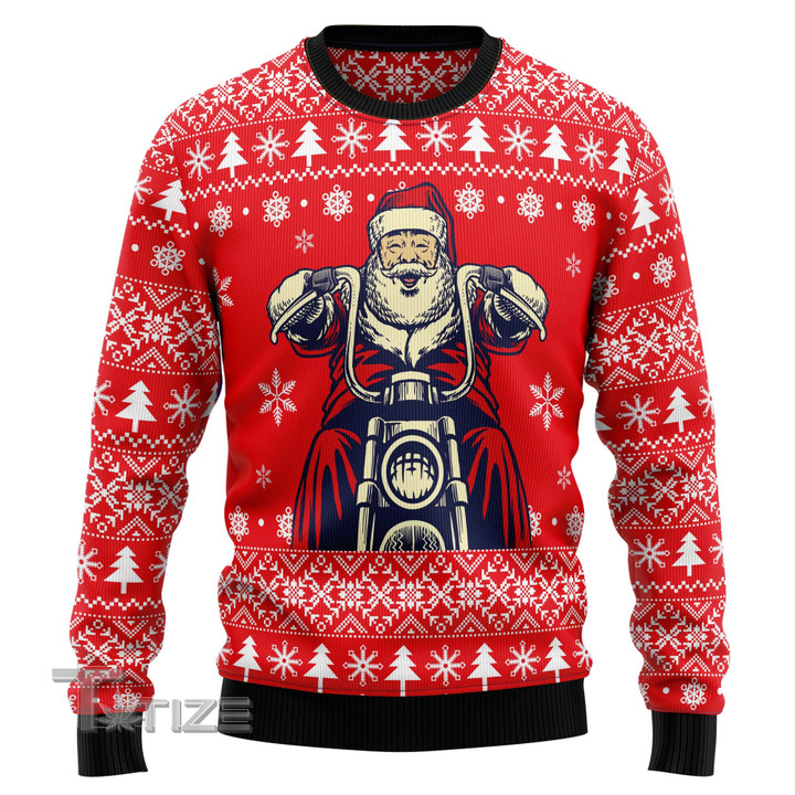 Santa Claus Ride A Motorcycle Ugly Christmas Sweater