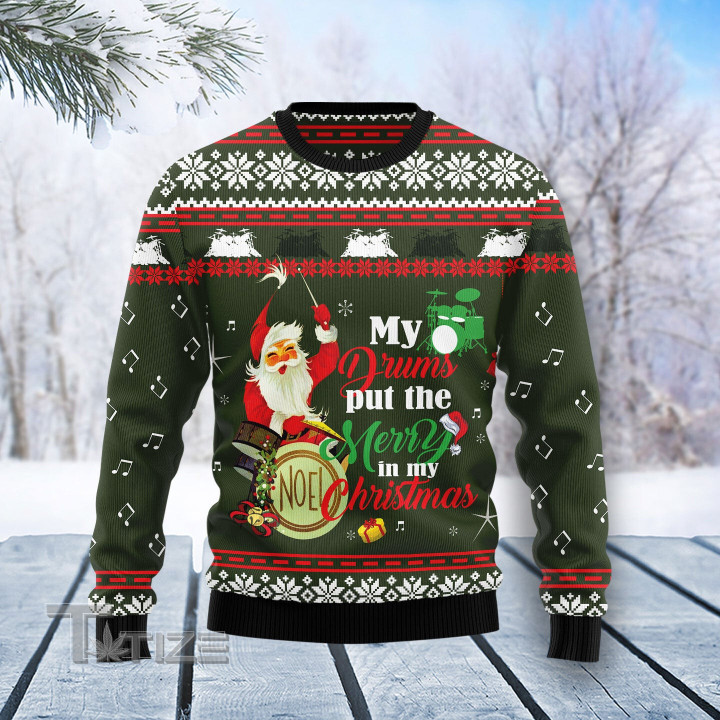 Santa And Drum Ugly Christmas Sweater