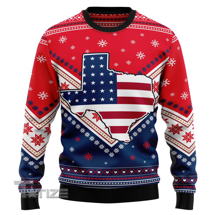 Texas USA Flag Ugly Christmas Sweater