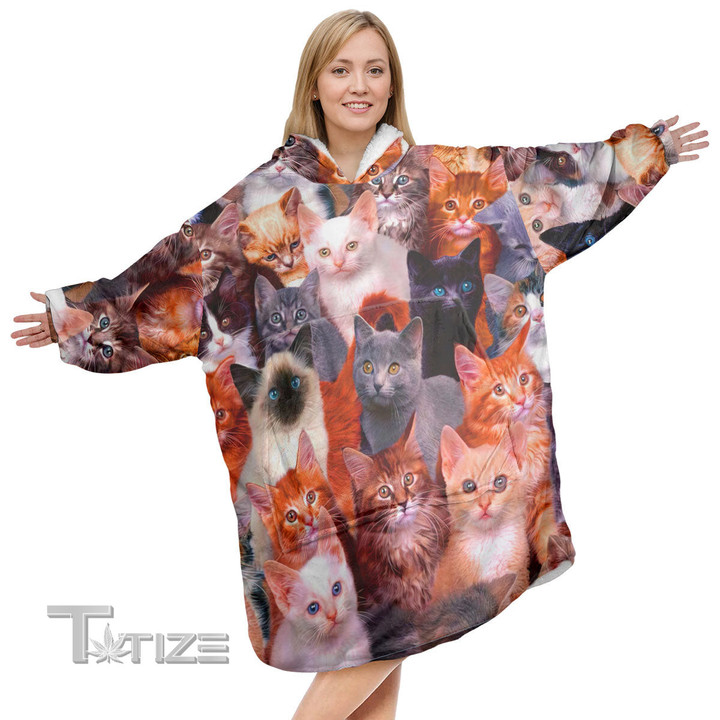 Cat Christmas Oodie Oversized Hoodie Blanket