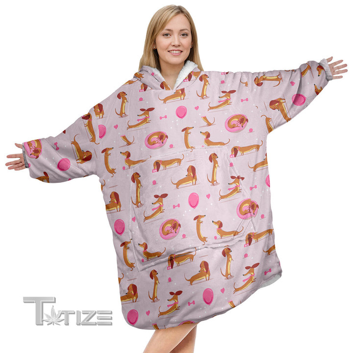 Dachshund Donut Christmas Oodie Oversized Hoodie Blanket