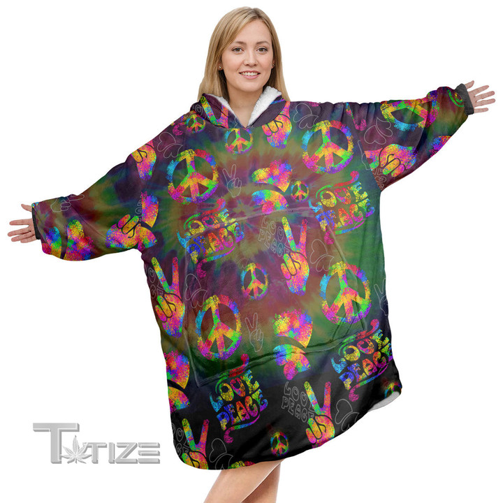 Hippie Pattern Christmas Oodie Oversized Hoodie Blanket