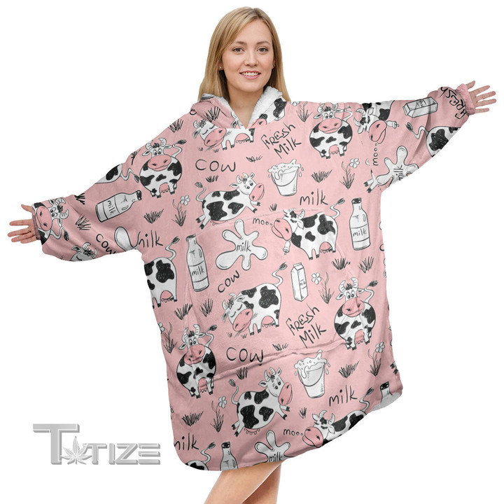 Cow Christmas Oodie Oversized Hoodie Blanket