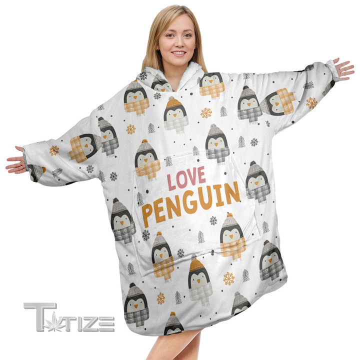 Penguin Lover Christmas Oodie Oversized Hoodie Blanket