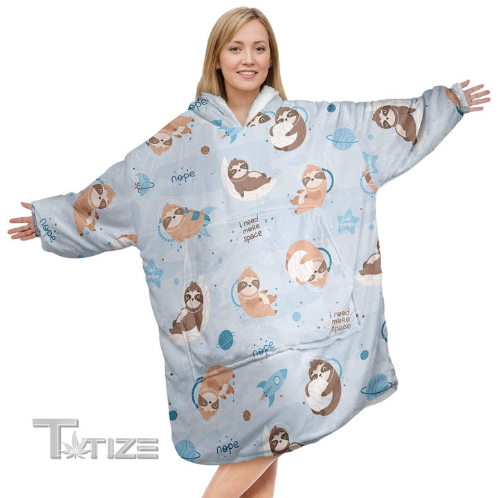 Sloth Pattern Christmas Oodie Oversized Hoodie Blanket