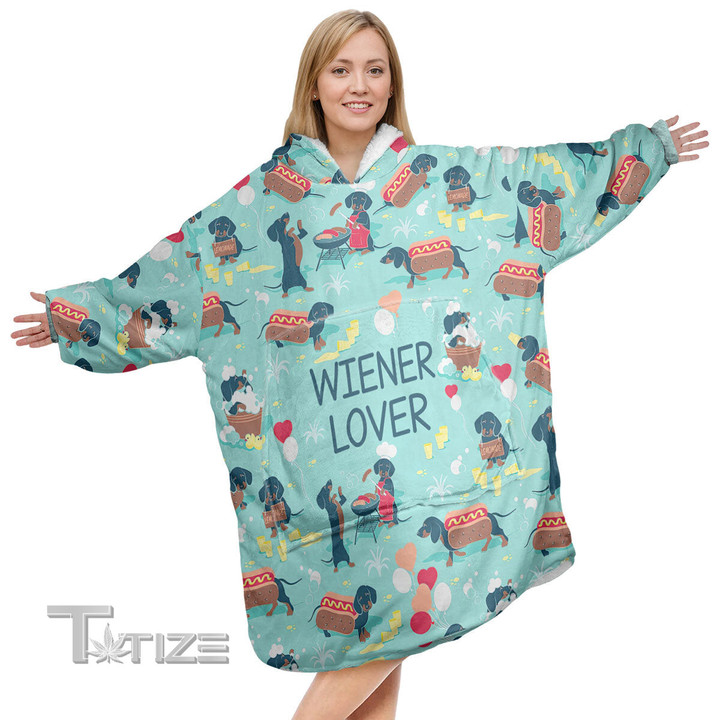 Dachshund Wiener Lover Christmas Oodie Oversized Hoodie Blanket