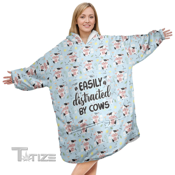 Cow Distracted By Cows Christmas Oodie Oversized Hoodie Blanket