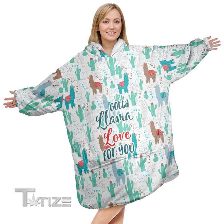 Llama Love For You Christmas Oodie Oversized Hoodie Blanket