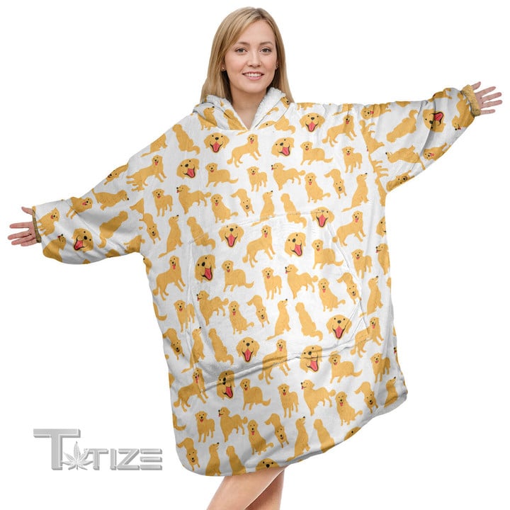 GRT Golden Retriever Smilling Christmas Oodie Oversized Hoodie Blanket