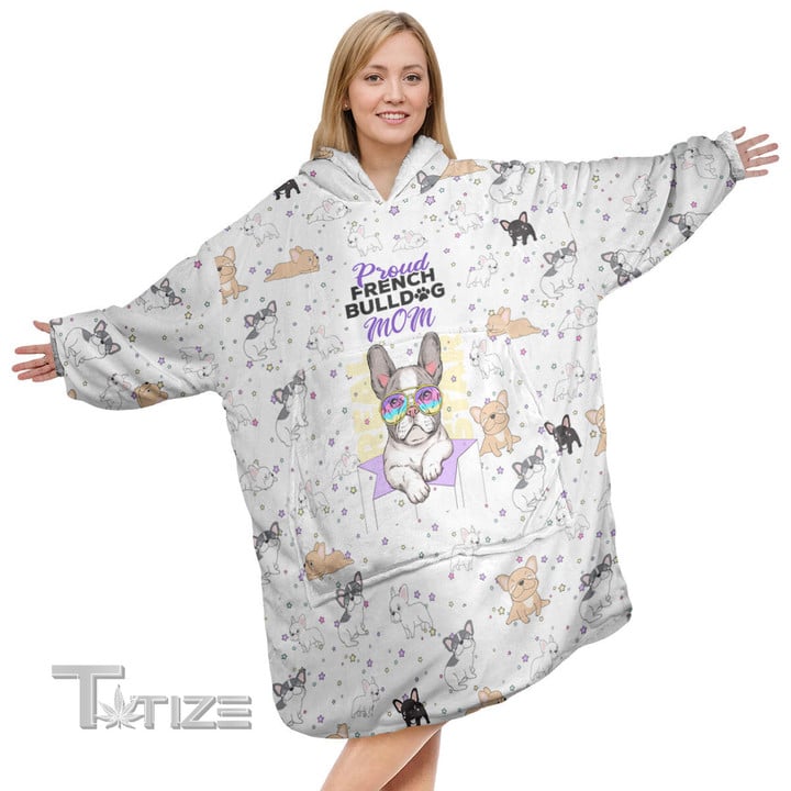 FBD French Bulldog Mom Christmas Oodie Oversized Hoodie Blanket