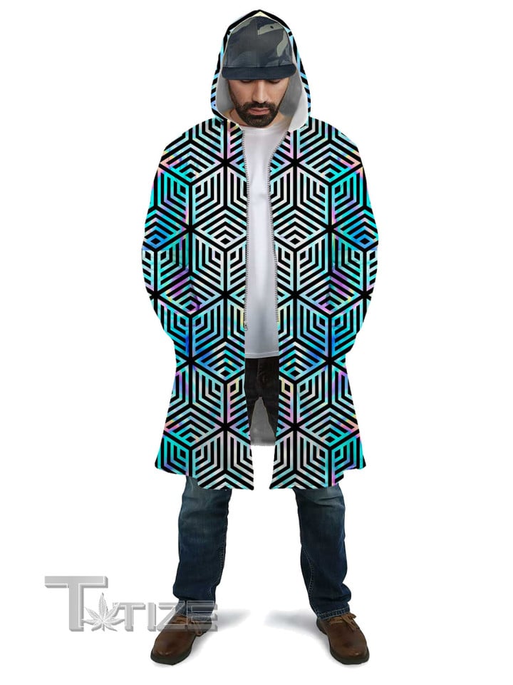 Holographic Hexagon Hooded Cloak Coat