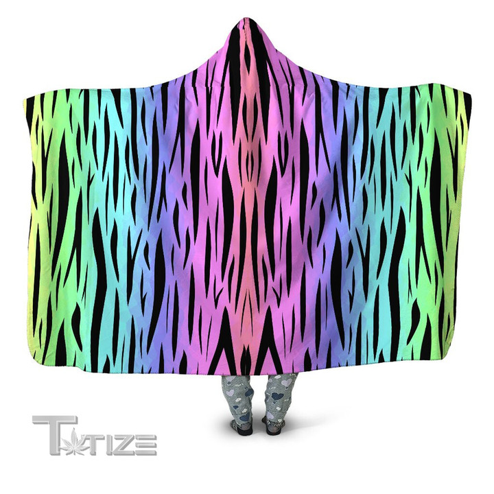 Rainbow Tiger Stripes Hooded Blanket