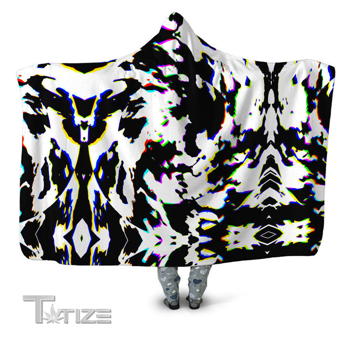 Cow Hide Print Rave Drip Hooded Blanket