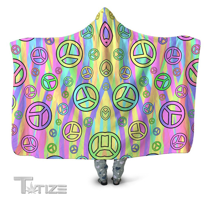Retro Peace Symbol Hooded Blanket