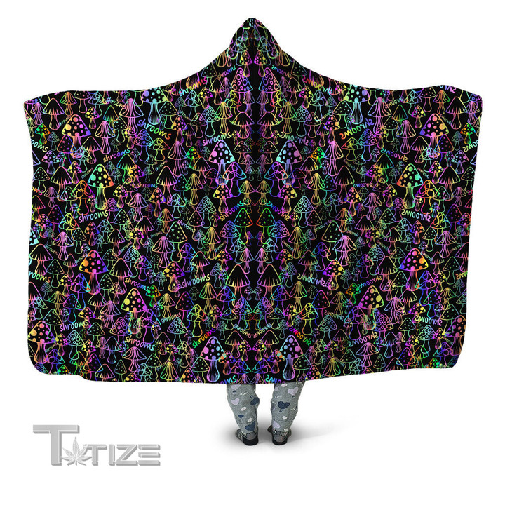 Psychedelic Shrooms Hooded Blanket