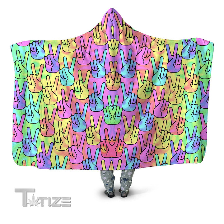Trippy Peace Signs Hooded Blanket
