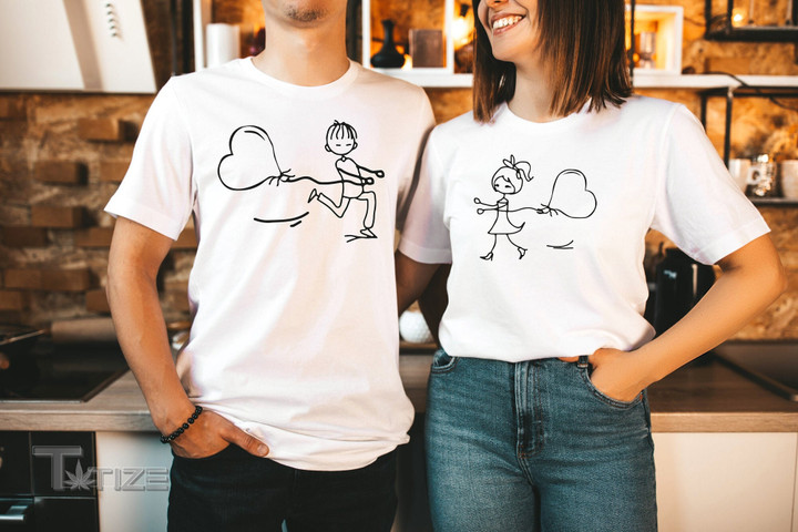 Valentine 2023 Couple Bloon Shirt-couple Love Shirt-couple Shirts Couples Graphic Unisex T Shirt, Sweatshirt, Hoodie Size S - 5XL