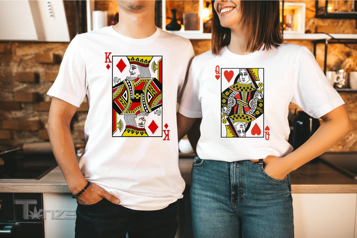 Valentine 2024 King and Queen Card Couples Matching Shirts King and Queen Graphic Unisex T Shirt, Sweatshirt, Hoodie Size S - 5XL