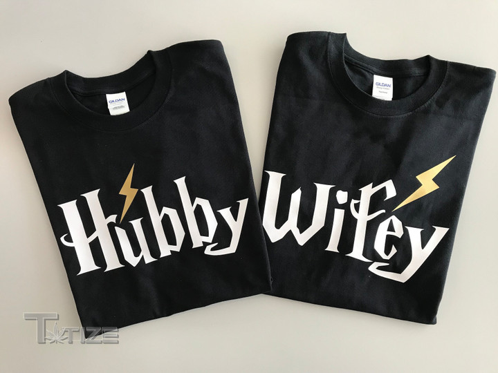 Valentine 2023 Hubby Wifey Matching Couple Shirts Nerdy Couple Vacation Graphic Unisex T Shirt, Sweatshirt, Hoodie Size S - 5XL